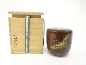 一星造　螺鈿蒔絵　鶴　棗